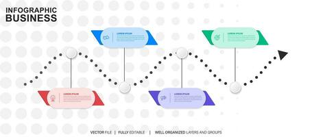 Delgado línea infografía esquema con 4 4 opciones vector modelo para