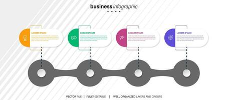 Abstract elements of graph infographic template with label, integrated circles. Business concept with 4 options. For content, diagram, flowchart, steps, parts, timeline infographics, workflow layout vector