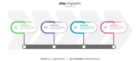 Abstract elements of graph infographic template with label, integrated circles. Business concept with 4 options. For content, diagram, flowchart, steps, parts, timeline infographics, workflow layout vector