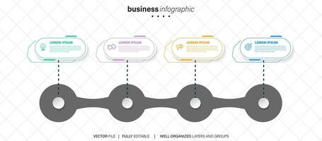 Abstract elements of graph infographic template with label, integrated circles. Business concept with 4 options. For content, diagram, flowchart, steps, parts, timeline infographics, workflow layout vector