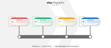 Abstract elements of graph infographic template with label, integrated circles. Business concept with 4 options. For content, diagram, flowchart, steps, parts, timeline infographics, workflow layout vector