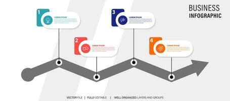 Abstract elements of graph infographic template with label, integrated circles. Business concept with 4 options. For content, diagram, flowchart, steps, parts, timeline infographics, workflow layout vector