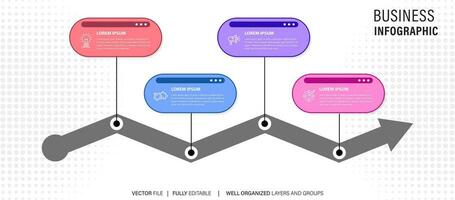 Abstract elements of graph infographic template with label, integrated circles. Business concept with 4 options. For content, diagram, flowchart, steps, parts, timeline infographics, workflow layout vector