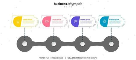 Modern 3D infographic template with 4 steps. Business circle template with options for brochure, diagram, workflow, timeline, web design. Vector EPS 10