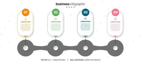 Business infographic design template with 4 options, steps or processes. Can be used for workflow layout, diagram, annual report, web design vector