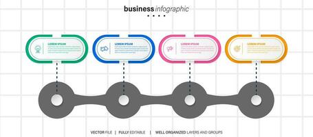 Business infographic design template with 4 options, steps or processes. Can be used for workflow layout, diagram, annual report, web design vector