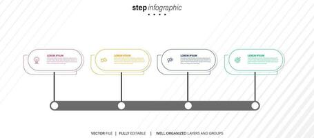 Business infographic design template with 4 options, steps or processes. Can be used for workflow layout, diagram, annual report, web design vector
