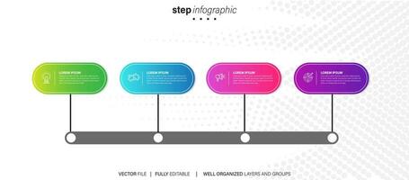 Business infographic design template with 4 options, steps or processes. Can be used for workflow layout, diagram, annual report, web design vector