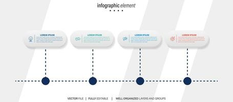 Business infographic design template with 4 options, steps or processes. Can be used for workflow layout, diagram, annual report, web design vector