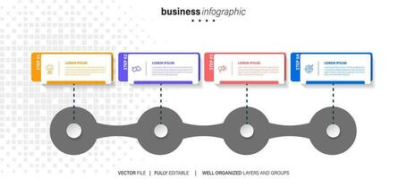 circular diseño diagrama con 4 4 lista de pasos, circular diseño diagrama infografía elemento modelo vector