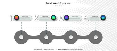 circular diseño diagrama con 4 4 lista de pasos, circular diseño diagrama infografía elemento modelo vector