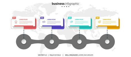 circular diseño diagrama con 4 4 lista de pasos, circular diseño diagrama infografía elemento modelo vector