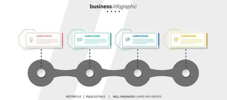 circular diseño diagrama con 4 4 lista de pasos, circular diseño diagrama infografía elemento modelo vector