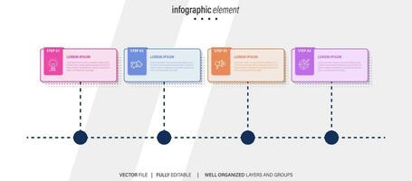 circular diseño diagrama con 4 4 lista de pasos, circular diseño diagrama infografía elemento modelo vector