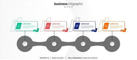 mente mapa infografía modelo o elemento como un vector con 4 4 paso, proceso, opción, vistoso etiqueta, iconos, semicircular, circular, rama flecha, para rebaja diapositiva o presentación, mínimo, moderno estilo