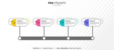 circular diseño diagrama con 4 4 lista de pasos, circular diseño diagrama infografía elemento modelo vector