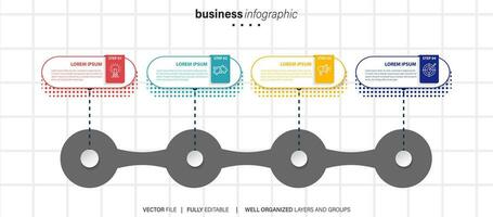 4 elements scheme, diagram. Four connected rounds. Infographic template. vector