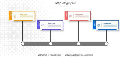 4 elements scheme, diagram. Four connected rounds. Infographic template. vector