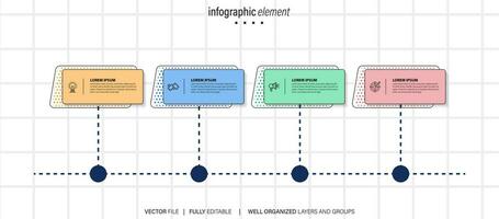 4 elements scheme, diagram. Four connected rounds. Infographic template. vector