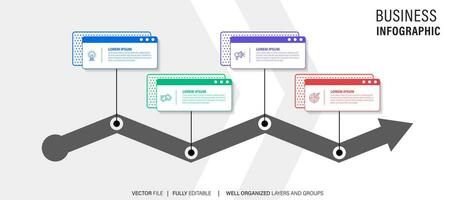 4 elements scheme, diagram. Four connected rounds. Infographic template. vector