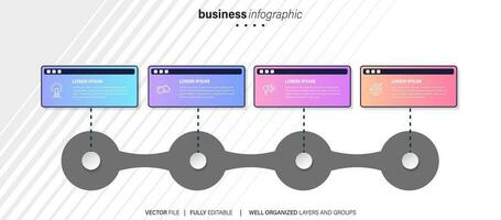 4 elements scheme, diagram. Four connected rounds. Infographic template. vector