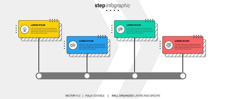 4 elements scheme, diagram. Four connected rounds. Infographic template. vector