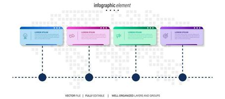 4 elements scheme, diagram. Four connected rounds. Infographic template. vector