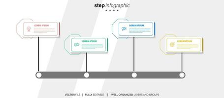 4 elements scheme, diagram. Four connected rounds. Infographic template. vector