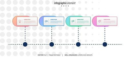 4 elements scheme, diagram. Four connected rounds. Infographic template. vector