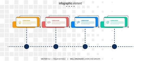 4 elements scheme, diagram. Four connected rounds. Infographic template. vector