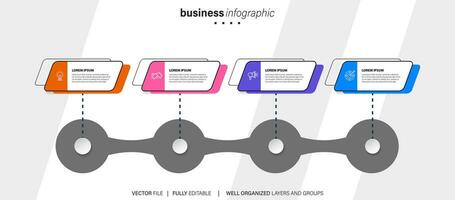 4 elements scheme, diagram. Four connected rounds. Infographic template. vector