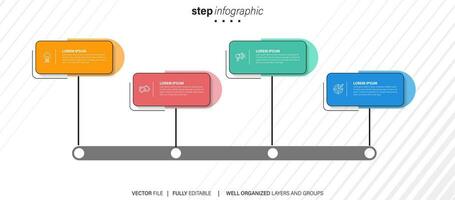 4 elements scheme, diagram. Four connected rounds. Infographic template. vector