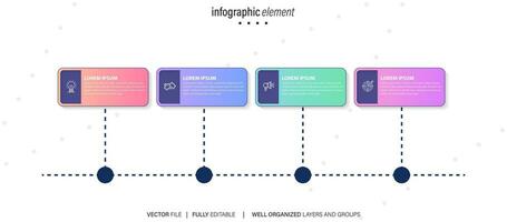 4 elements scheme, diagram. Four connected rounds. Infographic template. vector