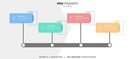 4 elements scheme, diagram. Four connected rounds. Infographic template. vector