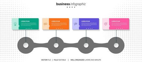 4 elements scheme, diagram. Four connected rounds. Infographic template. vector