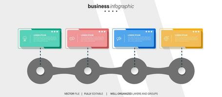 4 elements scheme, diagram. Four connected rounds. Infographic template. vector