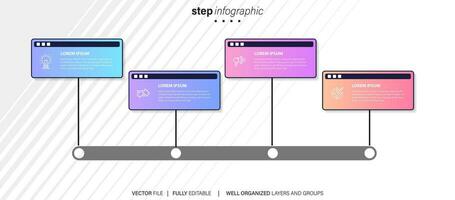 4 elements scheme, diagram. Four connected rounds. Infographic template. vector