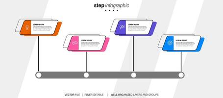4 elements scheme, diagram. Four connected rounds. Infographic template. vector