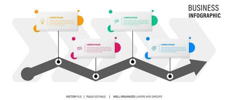 Timeline infographic design element and number options. Business concept with 4 steps. Can be used for workflow layout, diagram, annual report, web design. Vector business template for presentation.