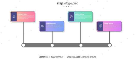 4 elements scheme, diagram. Four connected rounds. Infographic template. vector