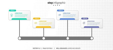 infografía modelo 4 4 paso negocio planificación a éxito multi de colores rectángulos con icono. modelo antecedentes diseño para marketing, finanzas, producto. vector