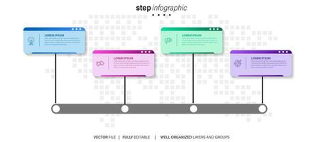 4 elements scheme, diagram. Four connected rounds. Infographic template. vector