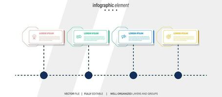 infographic template 4 step business planning to success multi colored rectagles with icon. template background design for marketing, finance, product. vector