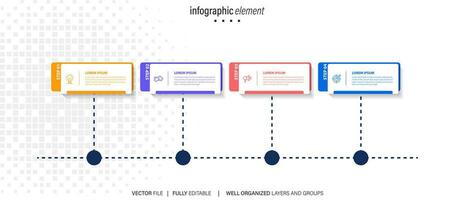 infographic template 4 step business planning to success multi colored rectagles with icon. template background design for marketing, finance, product. vector