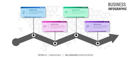 Timeline infographic design element and number options. Business concept with 4 steps. Can be used for workflow layout, diagram, annual report, web design. Vector business template for presentation.