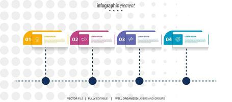 infographic template 4 step business planning to success multi colored rectagles with icon. template background design for marketing, finance, product. vector