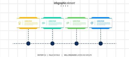 Timeline infographic design element and number options. Business concept with 4 steps. Can be used for workflow layout, diagram, annual report, web design. Vector business template for presentation.