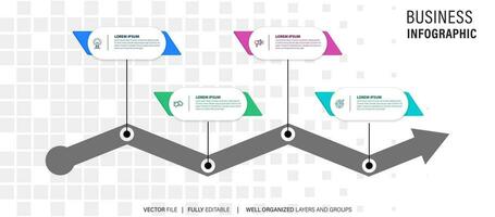 4 elements scheme, diagram. Four connected rounds. Infographic template. vector