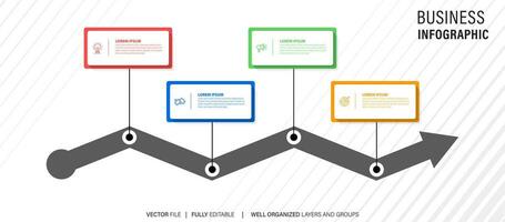 Timeline infographic design element and number options. Business concept with 4 steps. Can be used for workflow layout, diagram, annual report, web design. Vector business template for presentation.