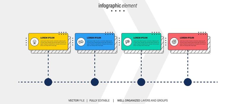 Timeline infographic design element and number options. Business concept with 4 steps. Can be used for workflow layout, diagram, annual report, web design. Vector business template for presentation.